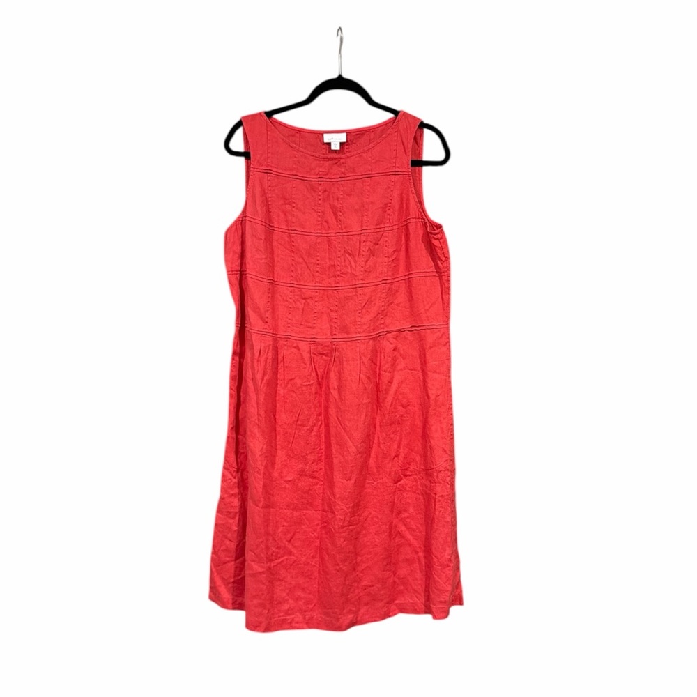 J. Jill Women’s Love Linen‎ Sleeveless Shift Dress Red Size Medium Tall